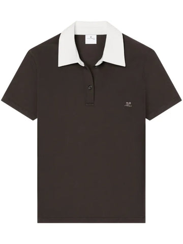 COURRÈGES -  polo ac cotton MUD BROWN