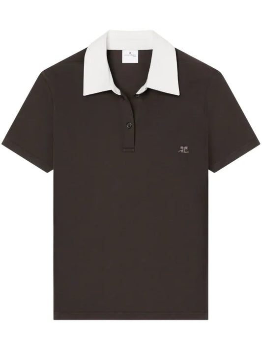 COURRÈGES -  polo ac cotton MUD BROWN