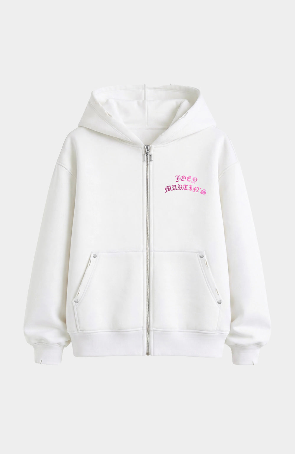 SWEAT ZIP SKELETON 3D PINK WHITE