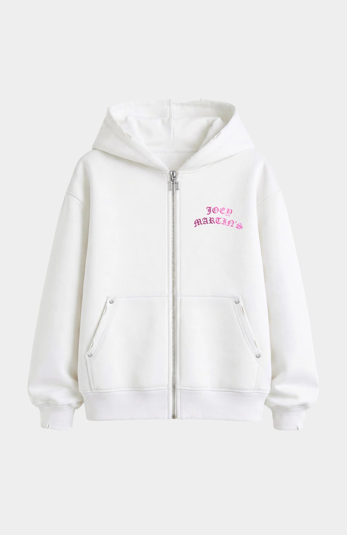 SWEAT ZIP SKELETON 3D PINK WHITE — front
