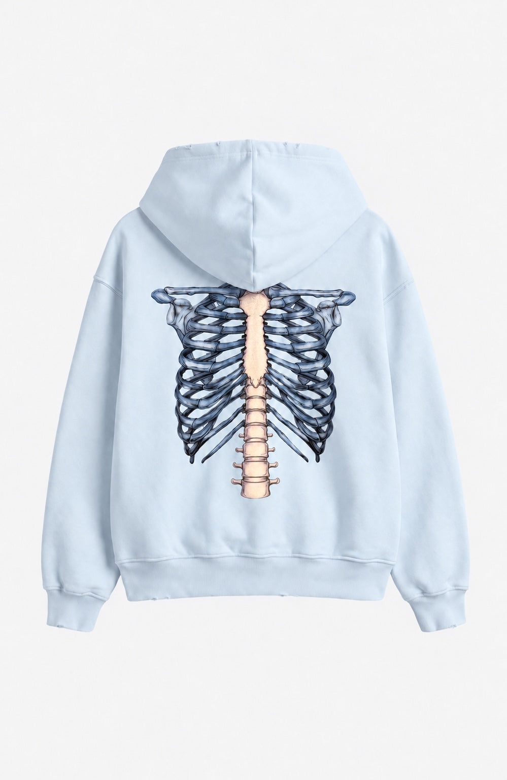 SWEAT ZIP SKELETON 3D SKY BLUE — back