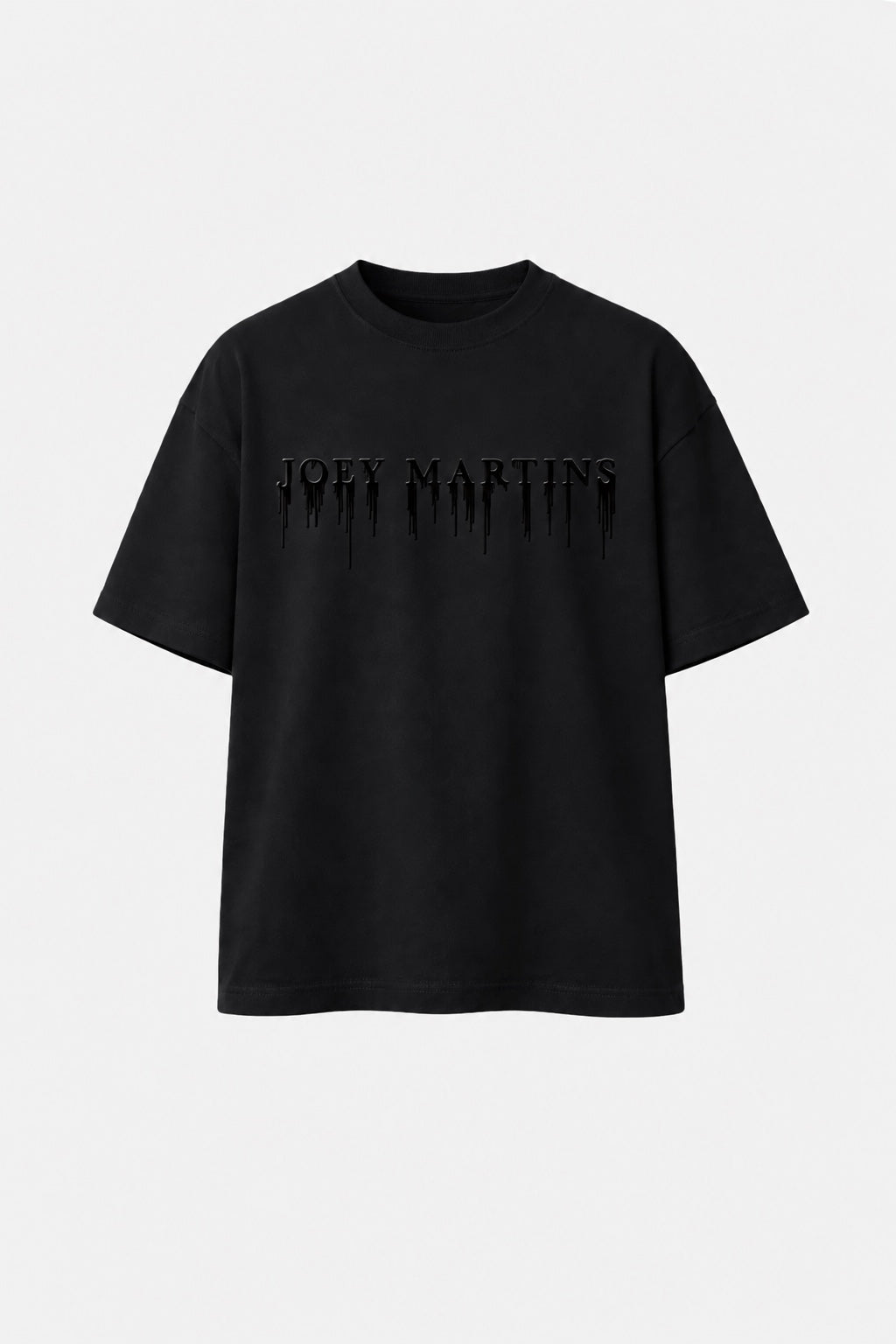 JOEY MARTINS T-SHIRT NOIR JM DÉGOULINANT SILICONE NOIR - חזית